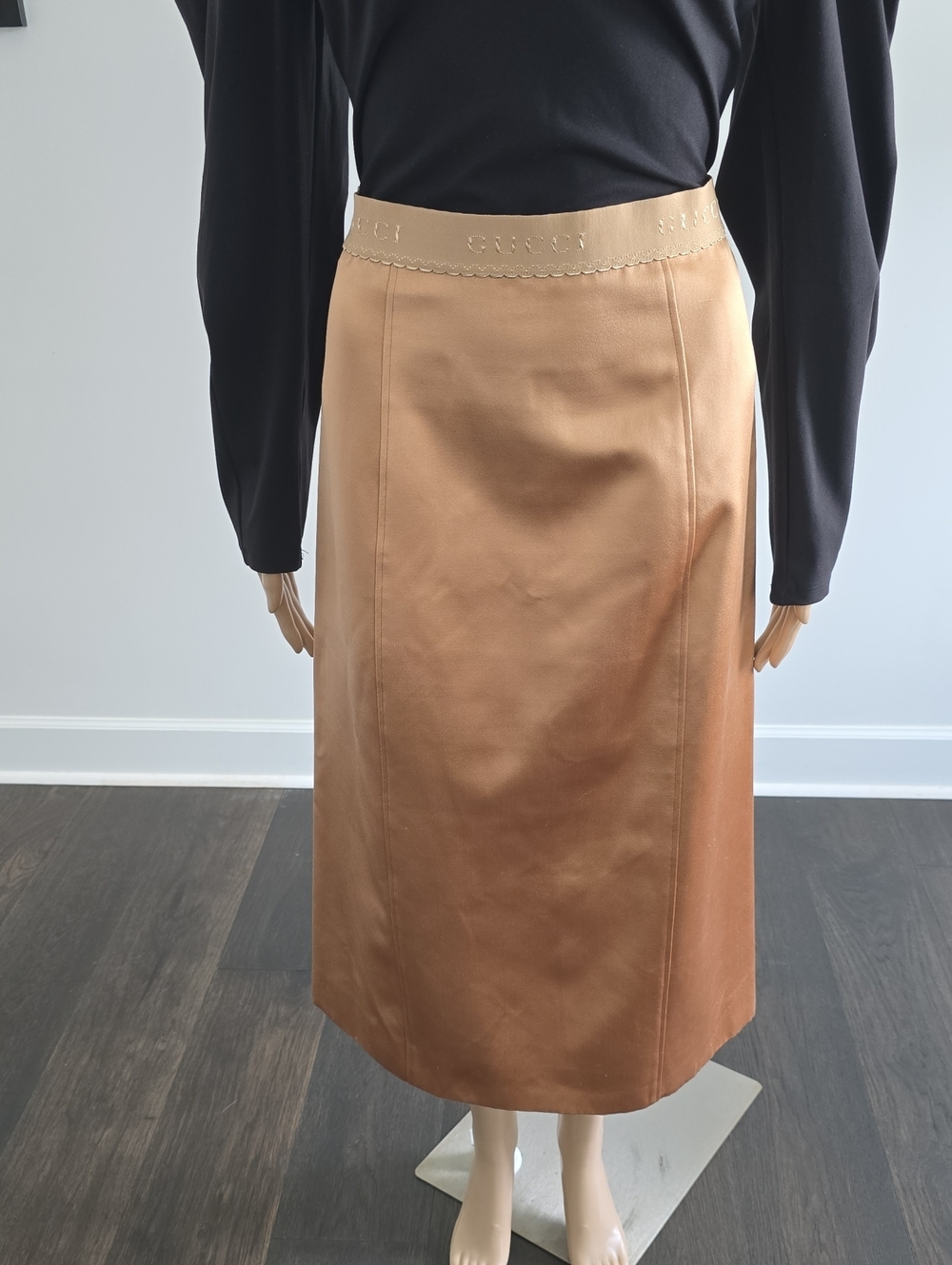 Gucci Gold Silk Midi Pencil Skirt